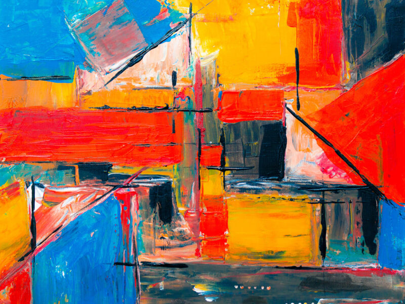 Abstract Original Oil Painting, Tapestry of Textures in Primary Hues